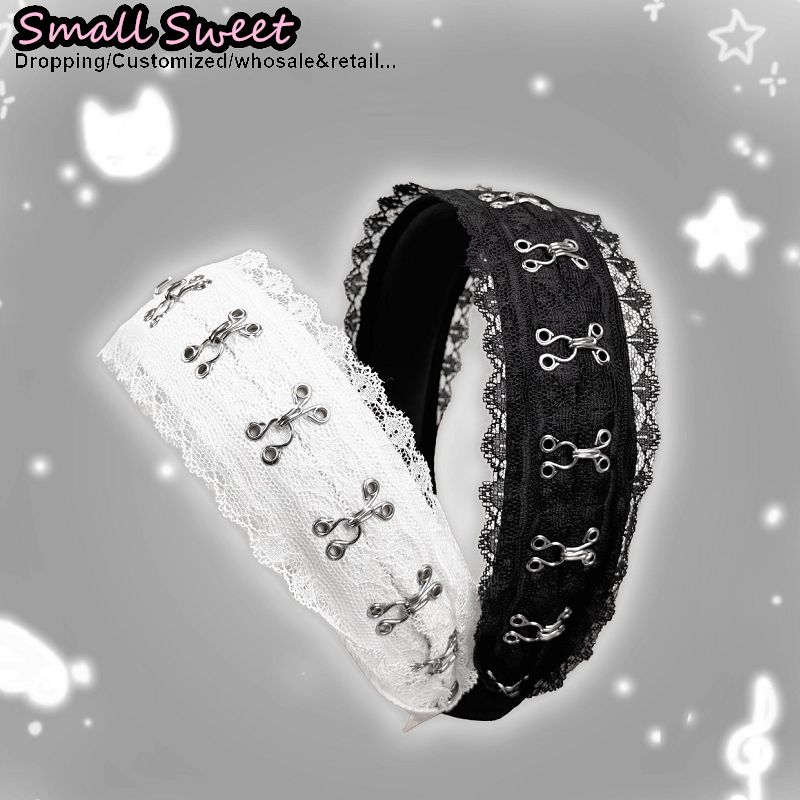 Travel Accessories Aesthetic - Diademas de Encaje Blanco y Negro